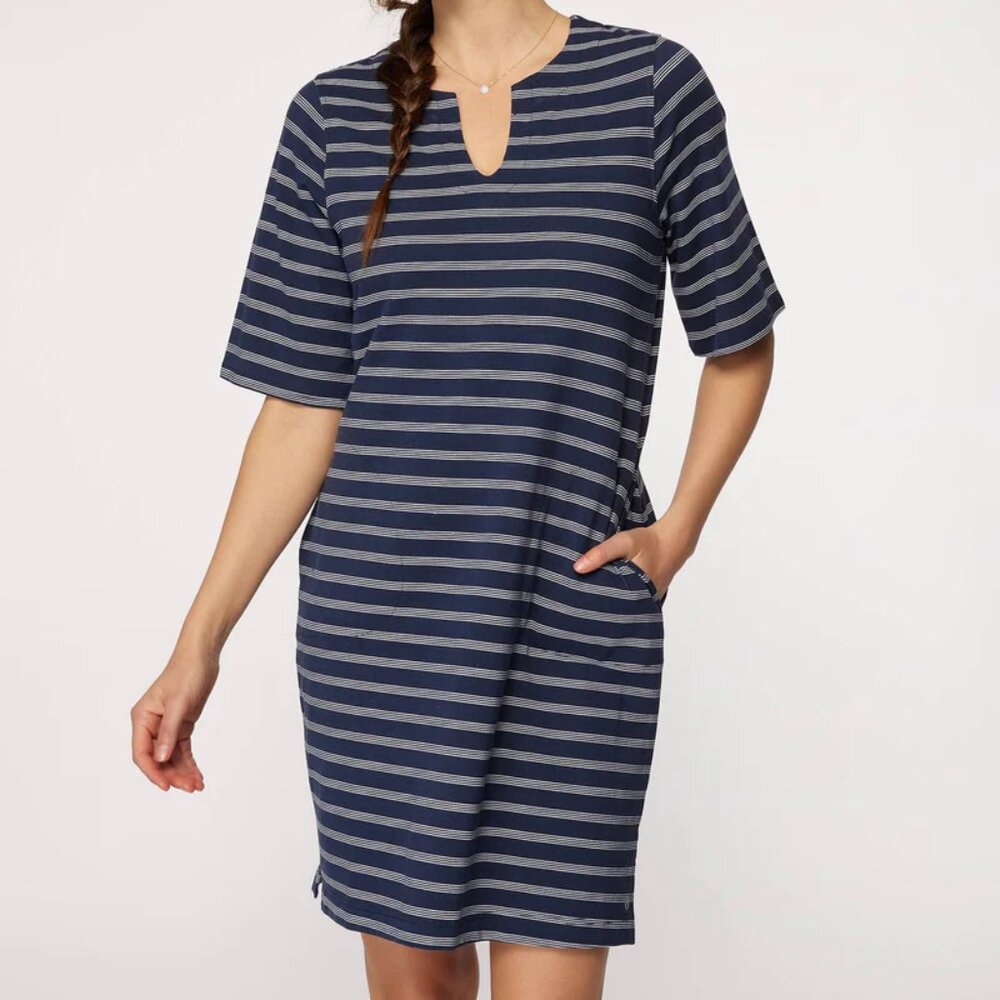 👚3 FOR $23👚 NEW Hang Ten Navy Striped UPF 50 Beach Swimsuit Swim Coverup Dress